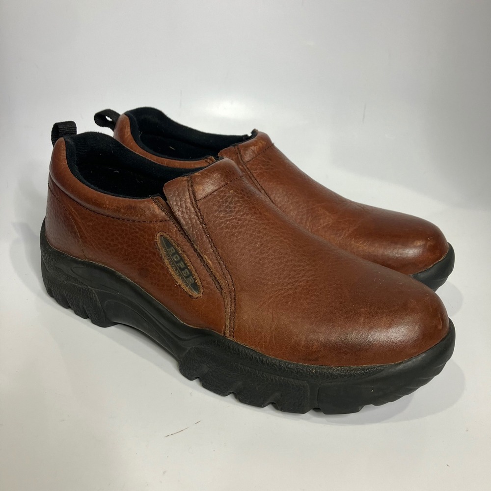Roper performance slip‎ on shoes loafers cognac leather mens size 9.5 casual